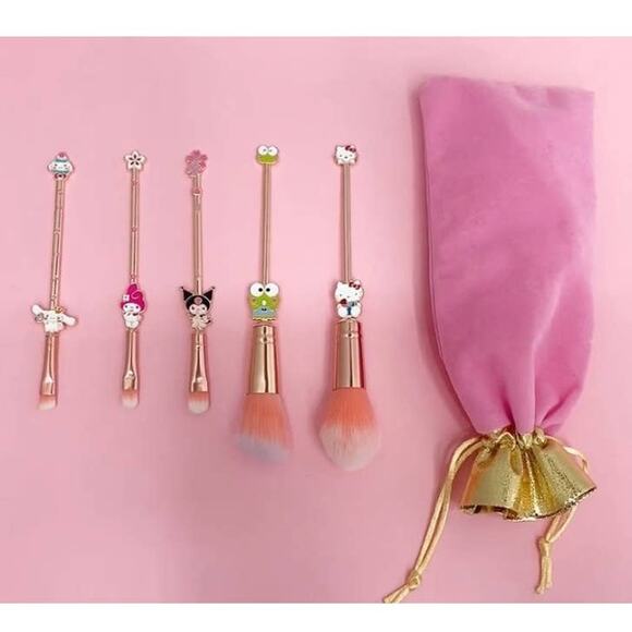 Hello Kitty Kuromi Brush Set Foundation Blending Conceal Eyebrow Powder + Pouch - Picture 7 of 10